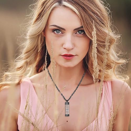 Miniatura 6 de abooxiu Collar de urna de reloj de arena para cenizas, joyería de cremación para cenizas, collar de cenizas de recuerdo conmemorativo de acero