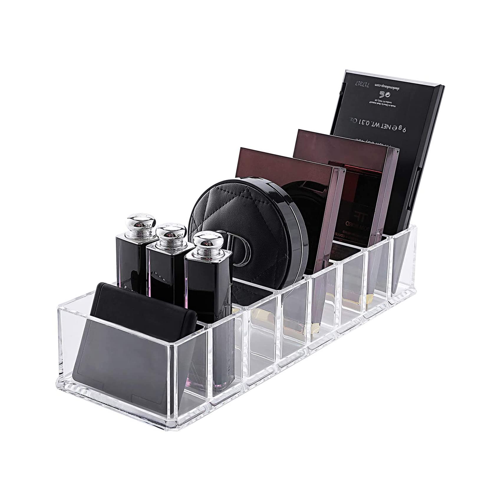 Clear Acrylic Compact Organizer Blushes Highlighters Eyeshadow Makeup Organizer, 8 Spaces