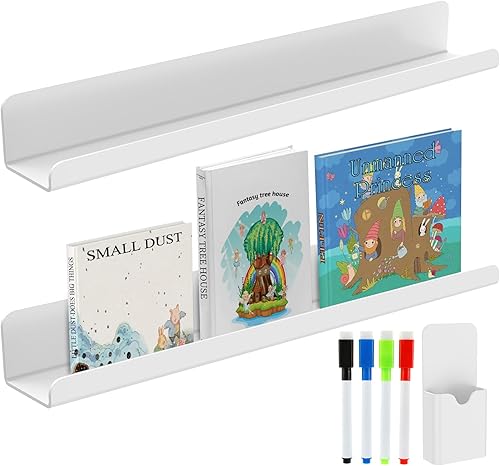 2 soportes magnéticos para libros, herramienta magnética de acrílico para libros, 4 bolígrafos coloridos, estante magnético flotante para libros,