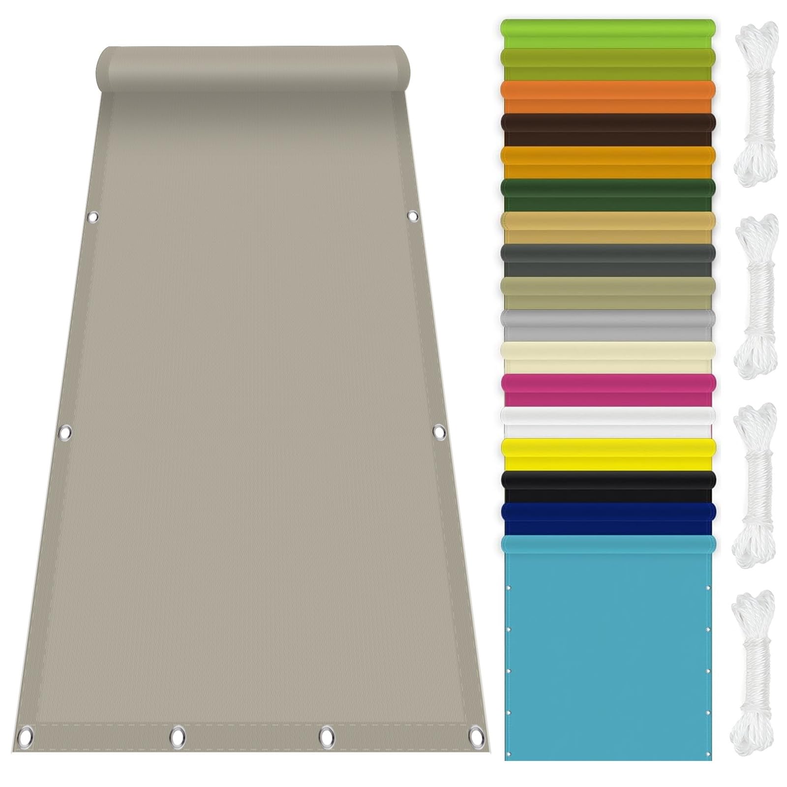 Voile d'ombrage imperméable 1.8x4m kaki pour protection UV de terrasse