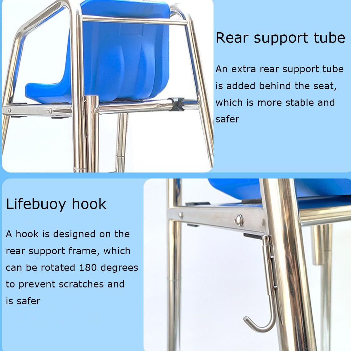 Silla de socorrista de Piscina Escalera de Piscina Equipo de Seguridad Silla de Socorrista, 120/150/ 180cm de Altura Sillas de Salvamento de Alta Resistencia para Playa,H-150cm/59in/4.9ft