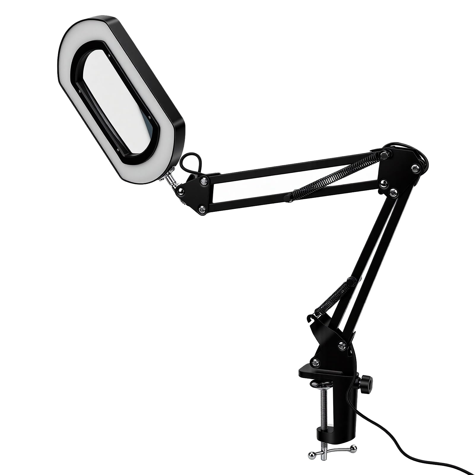 Tosuny Lupa 15X con Luz, 5 Temperaturas de Color, Brazo Giratorio de 360 ​​Grados, Lupa Iluminada Alimentada por USB para Lectura, Manualidades, Reparación de Pasatiempos