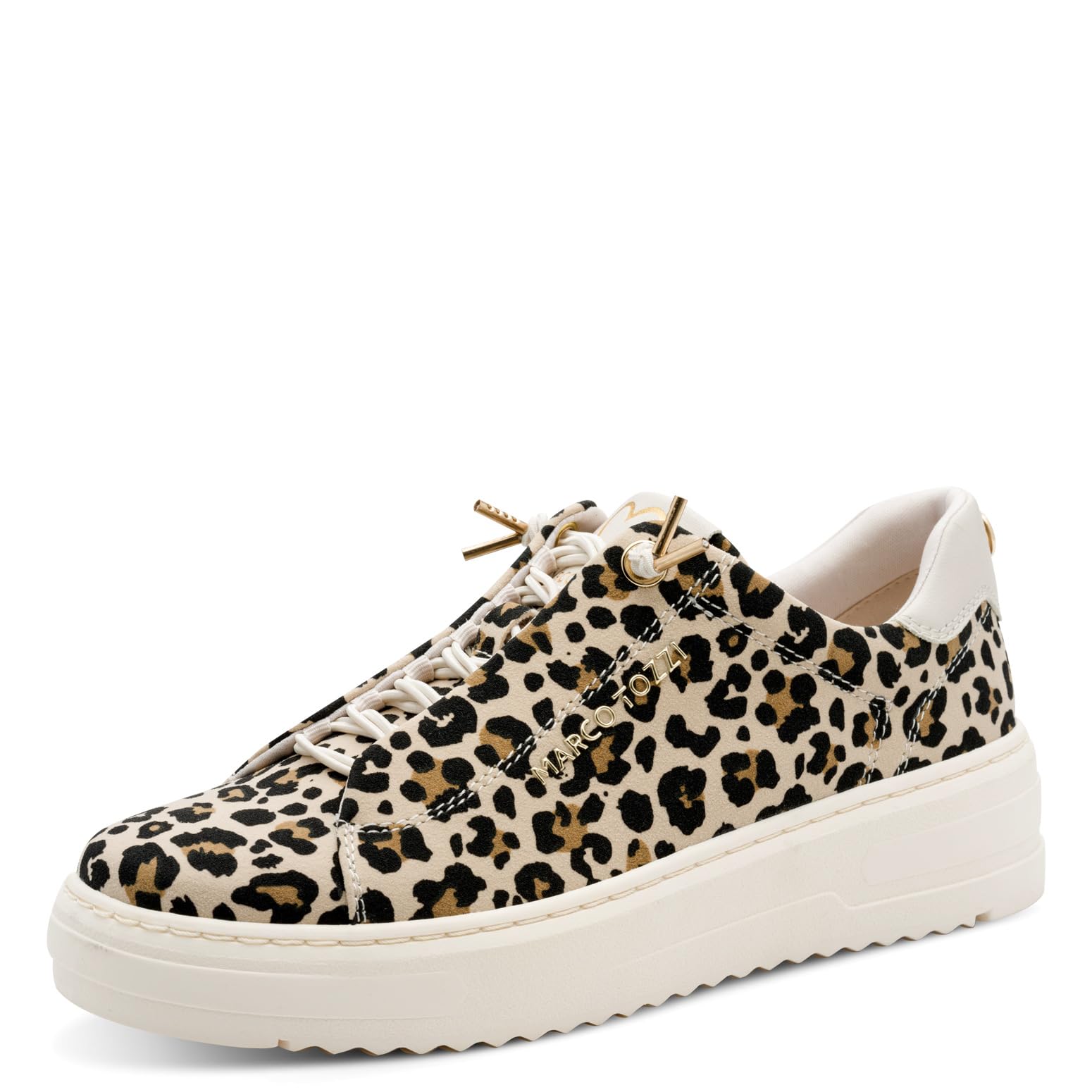 MARCO TOZZI Women Sneaker Soft Feel Me Removable Footbed Soft Lining Vegan Lace up, Beige (Leo Cream), 5.5 UK