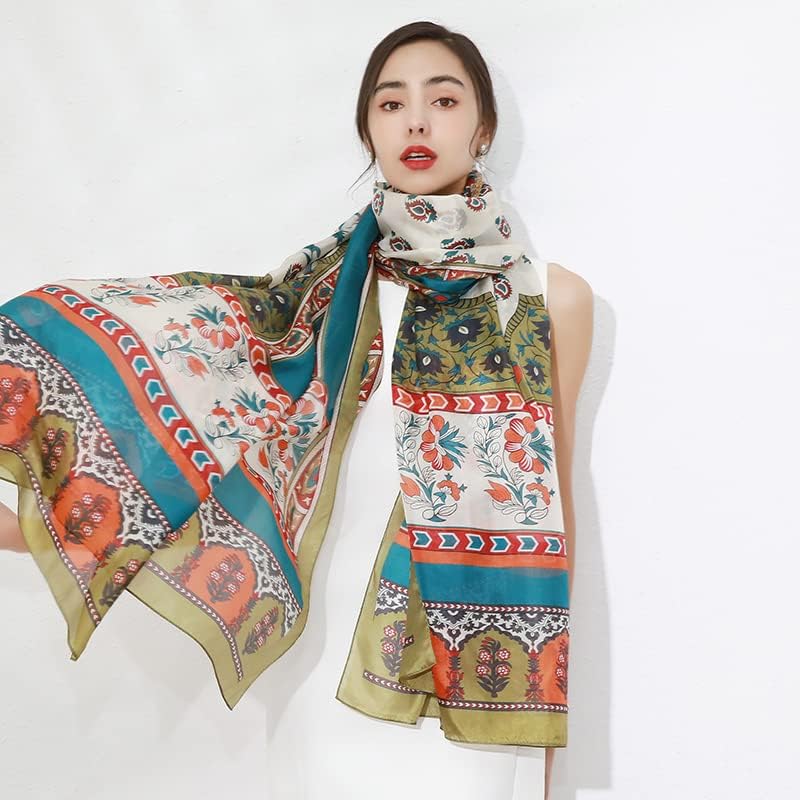 DANA XU Women's 100% Mulberry Silk Pashmina Shawl and Wraps Extra Large Floral Scarf for Evening Dresses, Soft Oversized - Image 9