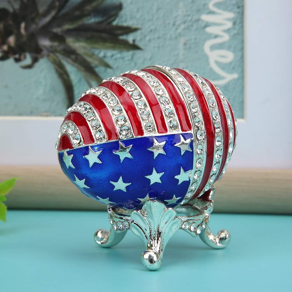 HEEPDD Enameled Easter Egg, Hand Painted Jewelry Trinket Box with Rich Enamel and Sparkling Rhinestones for Home Decor Store Necklace Earring Small Items