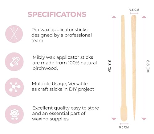 Miniatura 34 de Mibly 200 varillas de cera de madera, cejas, labios, nariz, pequeñas varillas aplicadoras para depilación y piel suave, spa y uso doméstico