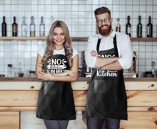 Miniatura 6 de BAIJEN Delantales para mujer con bolsillos  28 x 33 pulgadas  Para cocinar, hornear, cocina, chef, delantal para hombre