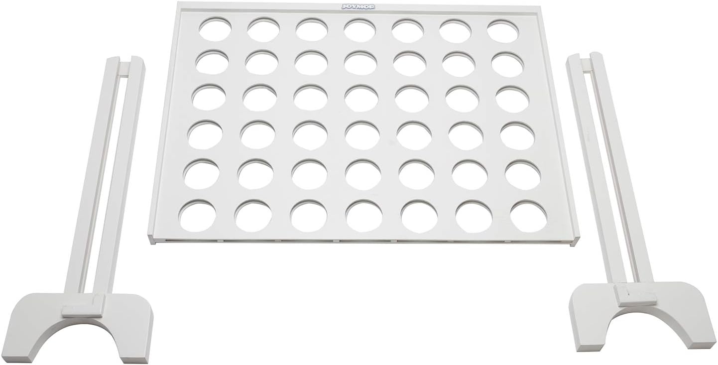JOYMOR Giant Wooden 4 in a Row Game with Storage Bag, Huge 4 Connect in a Row Family Game Fun for Adults and Kids (White, 31.5" L)
