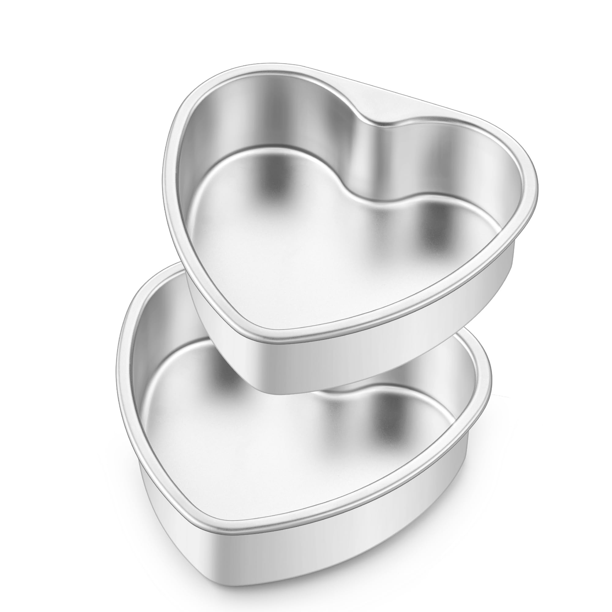 HaWare 6inch Heart Cake Tin Set, 2Pcs Stainless Steel Heart Shaped Baking Pan, Ideal for Valentine's Day Anniversaries Wedding Layer Cakes Mould, Healthy & Non-Toxic, Dishwasher Safe