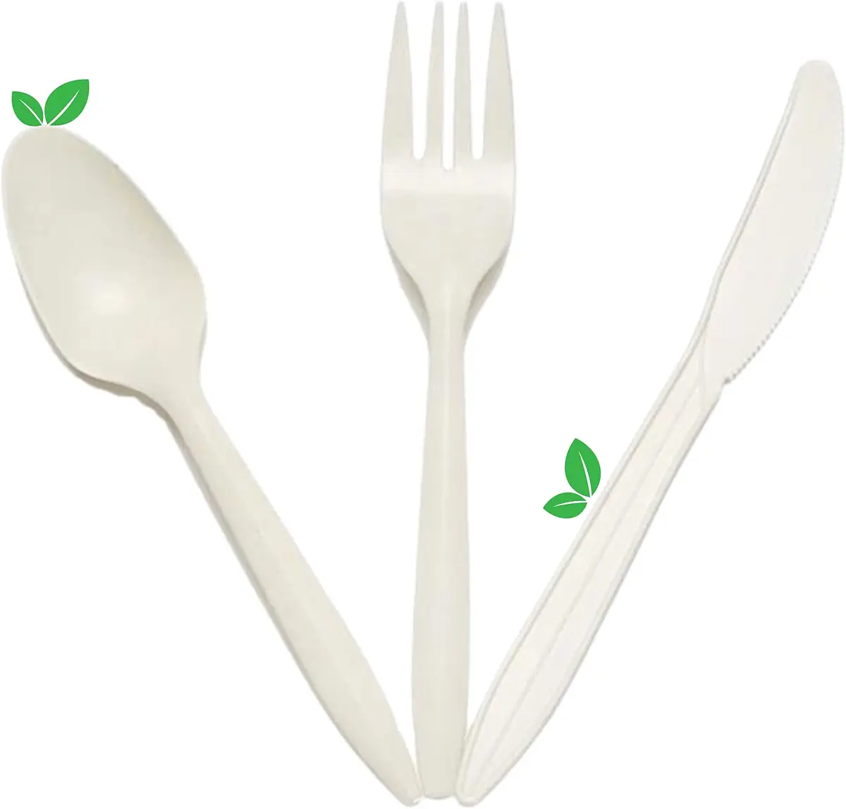 100% Compostable Cutlery Set - 380 pcs Disposable Compostable Utensils Eco-Friendly Cutlery Combo Set - Tableware Sets - Forks Spoons Knives Flatware