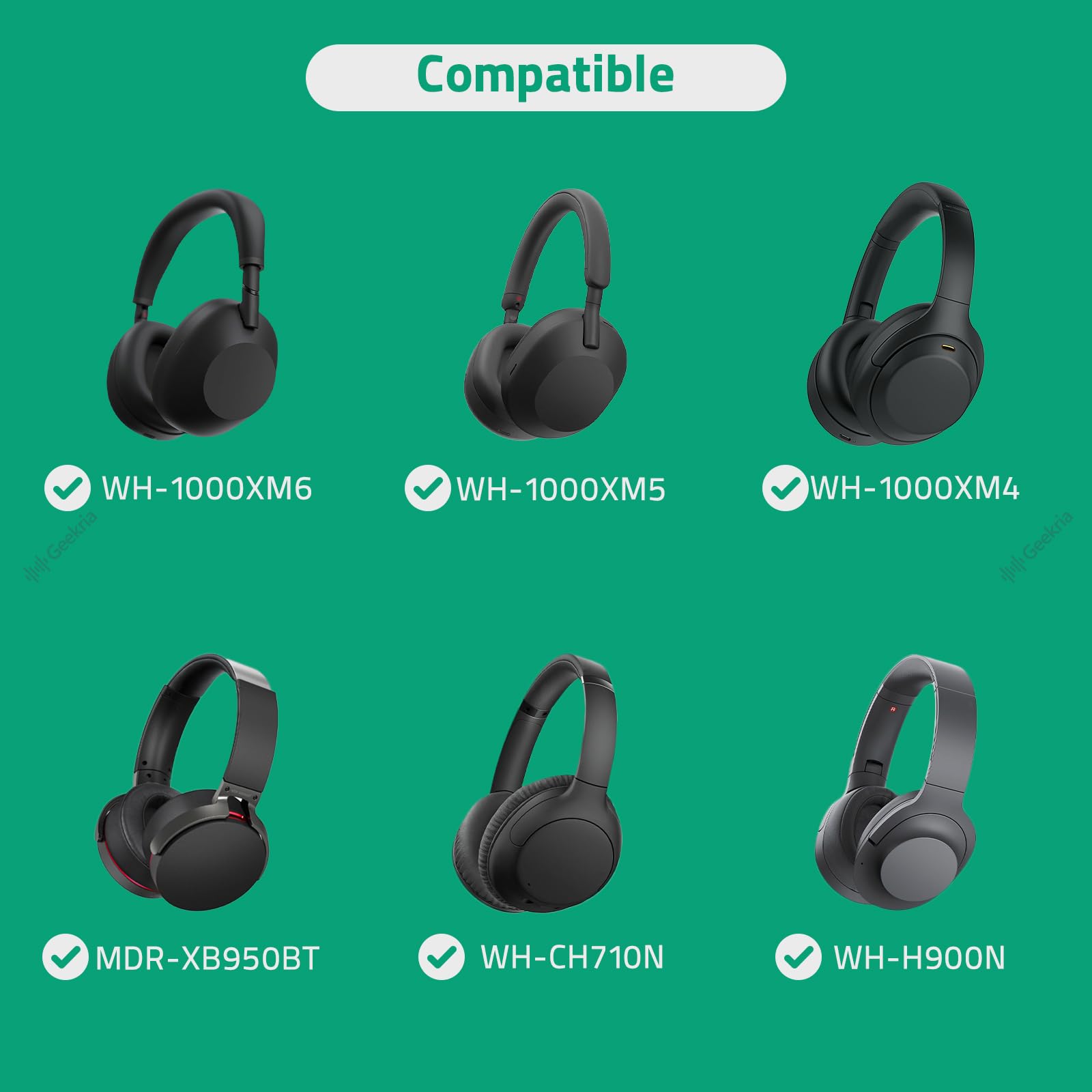 Kabel audio Geekria kompatybilny z Sony ULT WEAR, WH-XB920N/XB910N, WH-1000XM6/1000XM5/1000XM4, INZONE H5, 3,5 mm pleciony nylonowy kabel zastępczy stereo (4 ft/1,2 m)