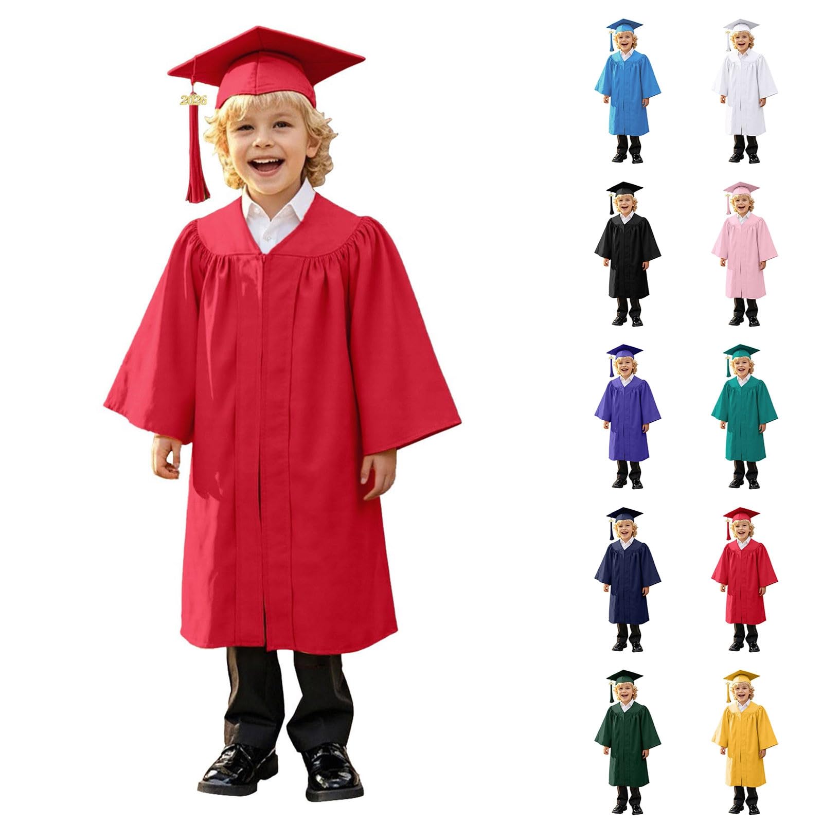 2026 Kids Graduation Cap and Gown Kindergarten Preschool Graduation Gown and Cap Set for Kids Boys Girls Ceremonies Outfit