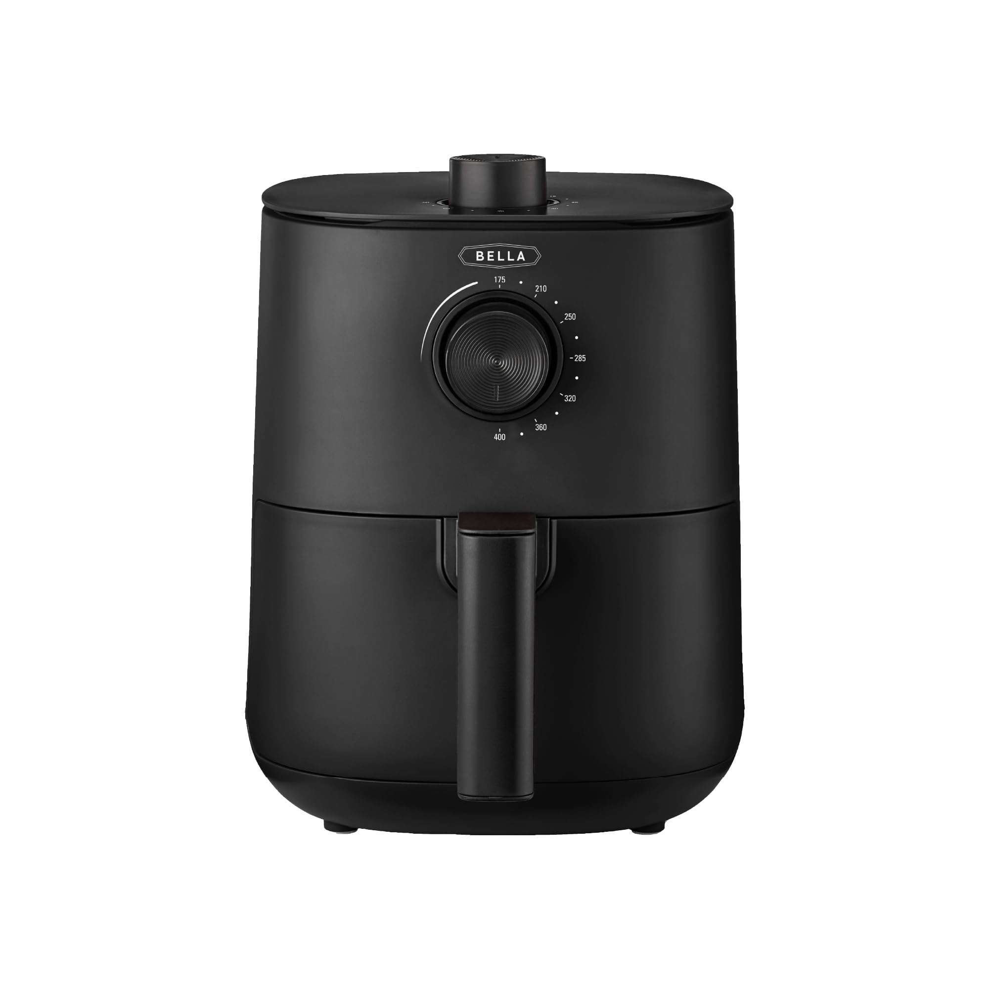 bella Freidora manual de aire caliente de 3 l, para freír sin aceite. Sartén antiadherente apta para lavavajillas y rejilla para freír de fácil limpieza. Color negro mate.