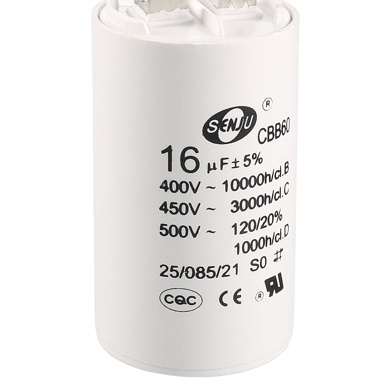 Condensateur CBB60 16uF 450V AC QUARKZMAN - Cylindre Double Insert Pour Moteur Lave-Linge 72x40mm