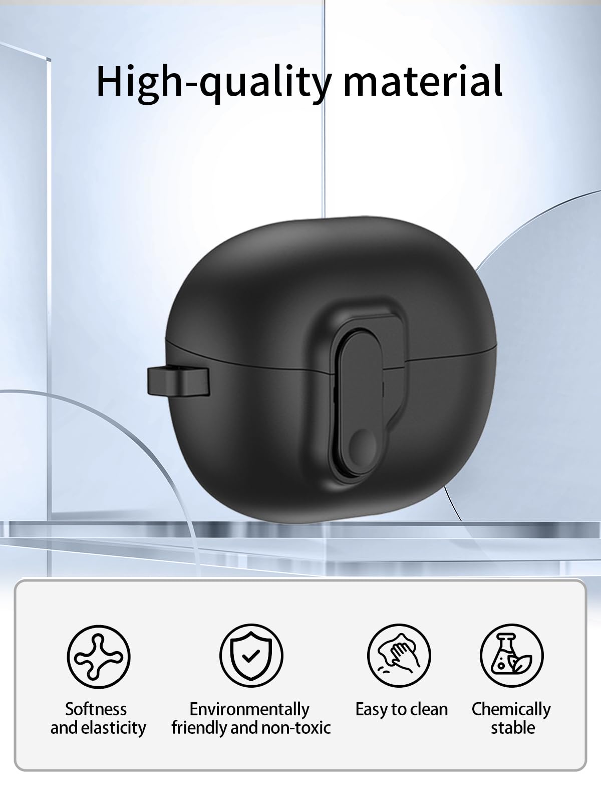 Compatibile con cuffie Huawei FreeBuds Pro 4/Pro 3, auricolari wireless con cancellazione del rumore, custodia protettiva trasparente morbida e antiurto con cordino, nero