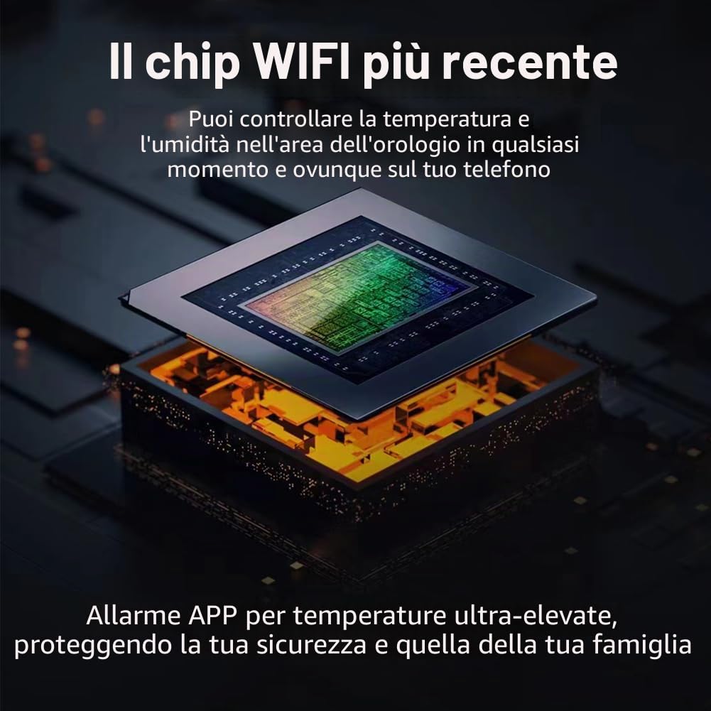 Irfora Tuya, orologio tavolo WiFi calendario, igrometro intelligente con indicatore LED digitale, supporta la calibrazione automatica Wi-Fi/regolabile in 4 livelli