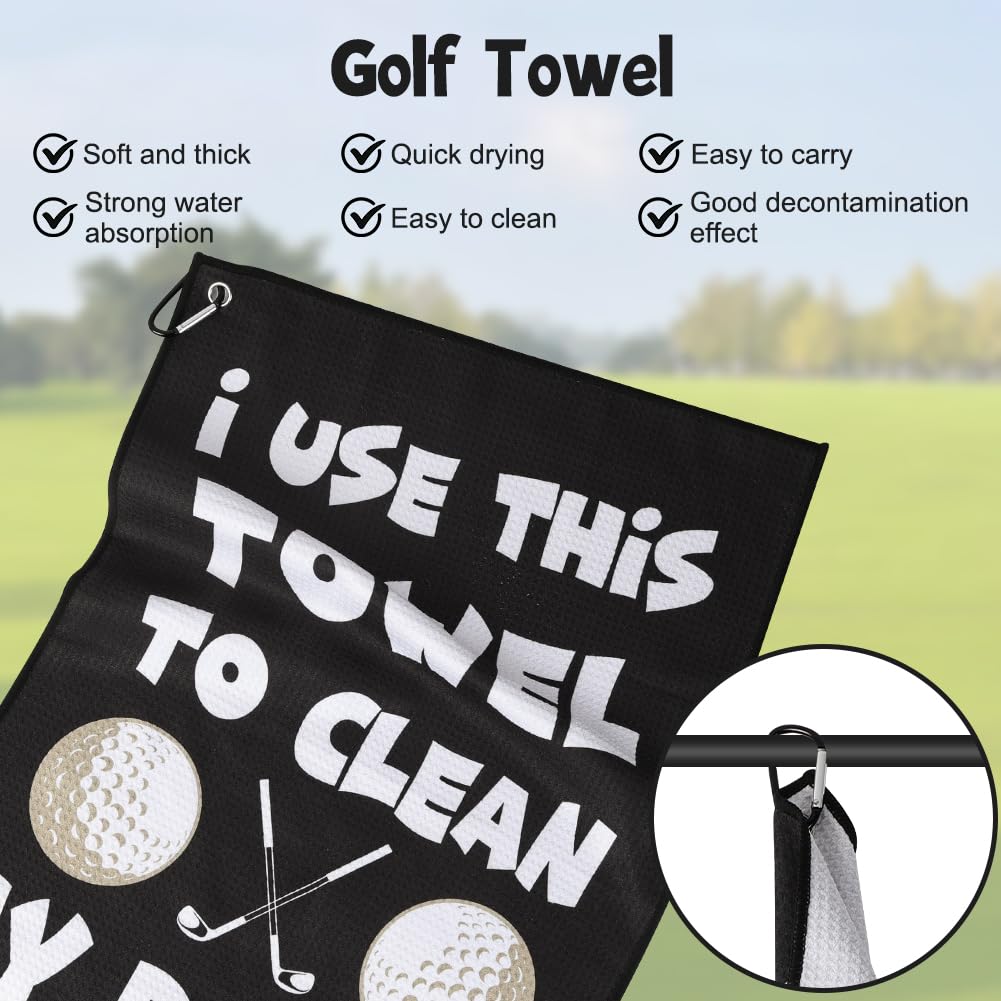 flintronic Ręcznik golfowy, śmieszne prezenty golfowe dla mężczyzn, przenośne ręczniki golfowe z klipsem, spersonalizowany ręcznik do golfa dla mężczyzn chłopaka męża taty golfistów fanów golfa