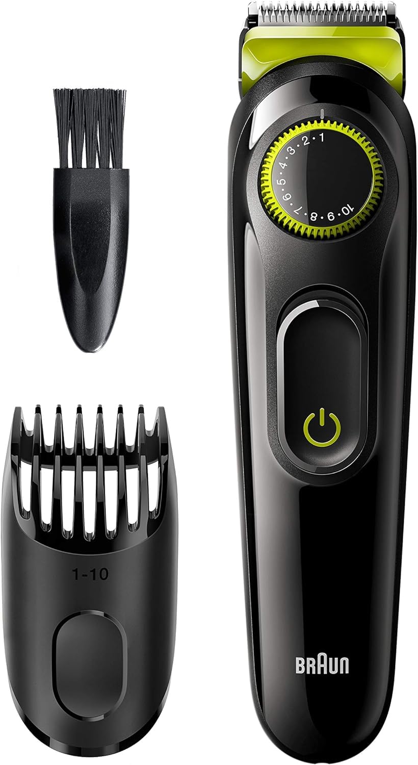 Braun BT3221 Regolabarba Uomo e Tagliacapelli con Lame Affilate di Lunga Durata, 20 Impostazioni di Lunghezza, Nero/Verde