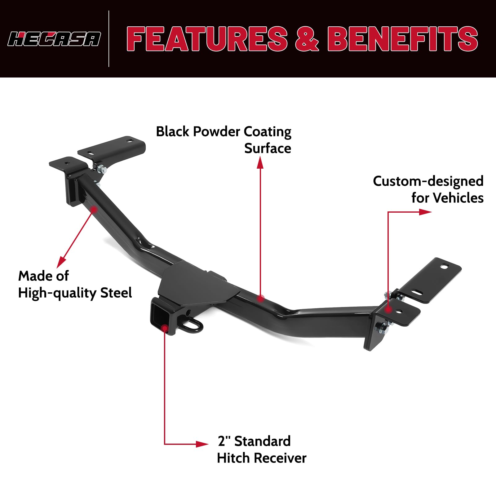 Heavy Duty 2-Inch Trailer Hitch For Ford Edge & Lincoln MKX (2007-2015) - Class 3 Tow Receiver With Cover