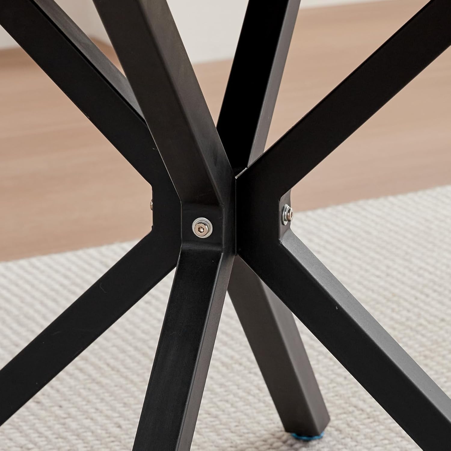 Juego de Mesa y Sillas de Comedor, Mesa de Comedor Redonda con 4 Sillas Tapizadas (Tela de Lino), Ideal para Cocina, Sala, Comedor (Natural_Caqui)