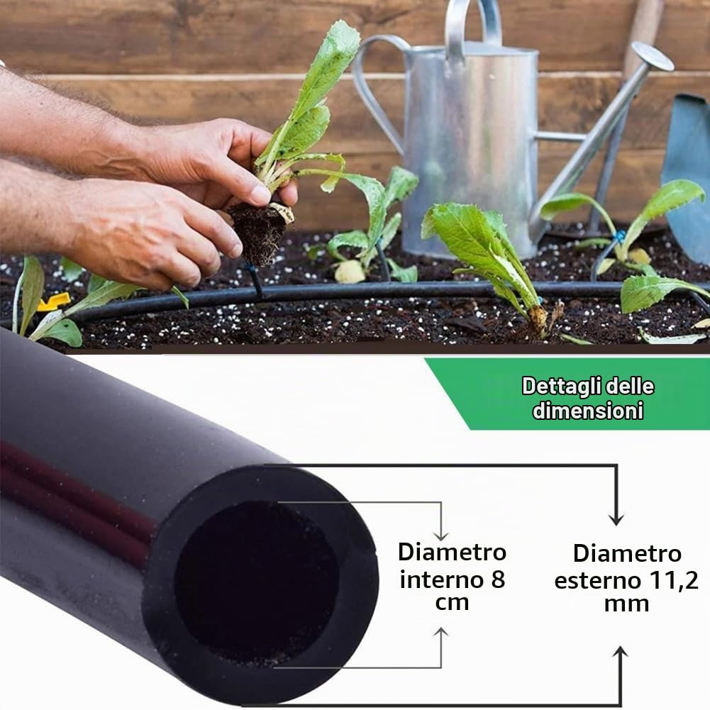 10m Tubo di distribuzione Drip-System, PVC 8 / 11mm Tubo di Alimentazione Flessibile, Tubo Irrigazione per Piante da Serra e Giardino, per la Posa Superficiale o Interrata