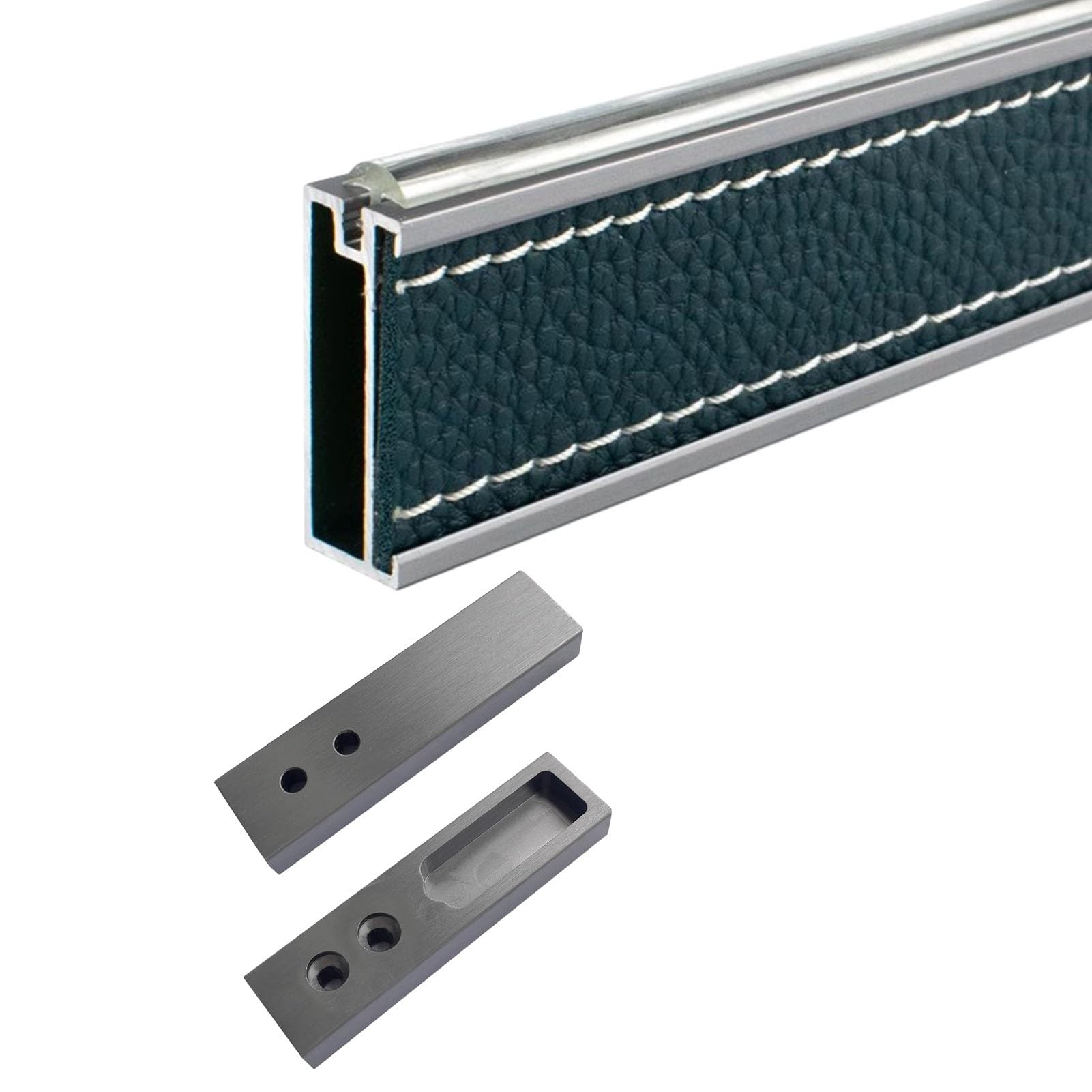 Wardrobe rail Rectangle Aluminum Alloy Closet Rod for Hanging Clothes, Walk-in Organizer Pole with Holders(With 2 Bracket,100cm(39 3/8 in))