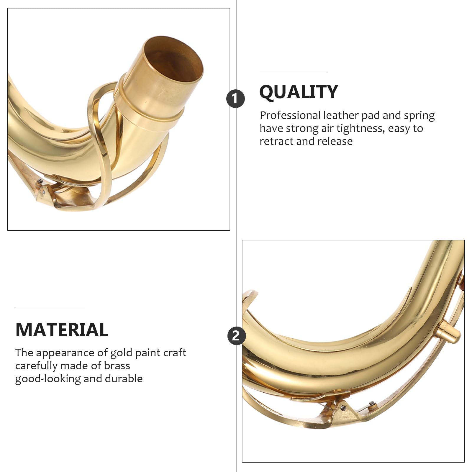 TOYANDONA Collo per Sassofono in Ottone Dorato, Accessorio di Ricambio Professionale e Conveniente per Sassofono, Parte di Sostituzione per Musicisti Amatori e Professionisti