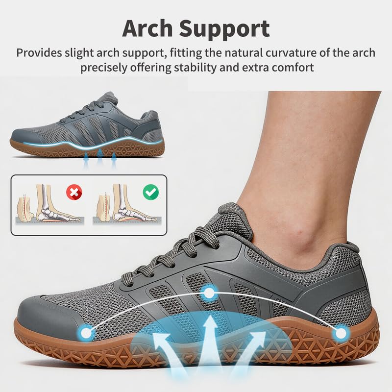 Image of ziitop Barefoot Shoes Men Sneakers Casual Wide Toe Box Running Footwear Zero Drop Tennis Minimalist Walking Grounding Shoes for Gym Workout Weightlifting Hiking Cross Training Trail Climbing