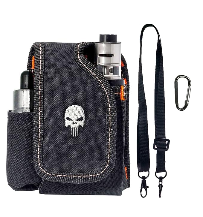 Polyester Vape Mod Carrying Bag,Vapor Case For Box Mod,Tank,E-Juice,Battery - Best Vape Portable Travel To Keep Your Vape Accessories Organized [Case Only] (Skull),Black