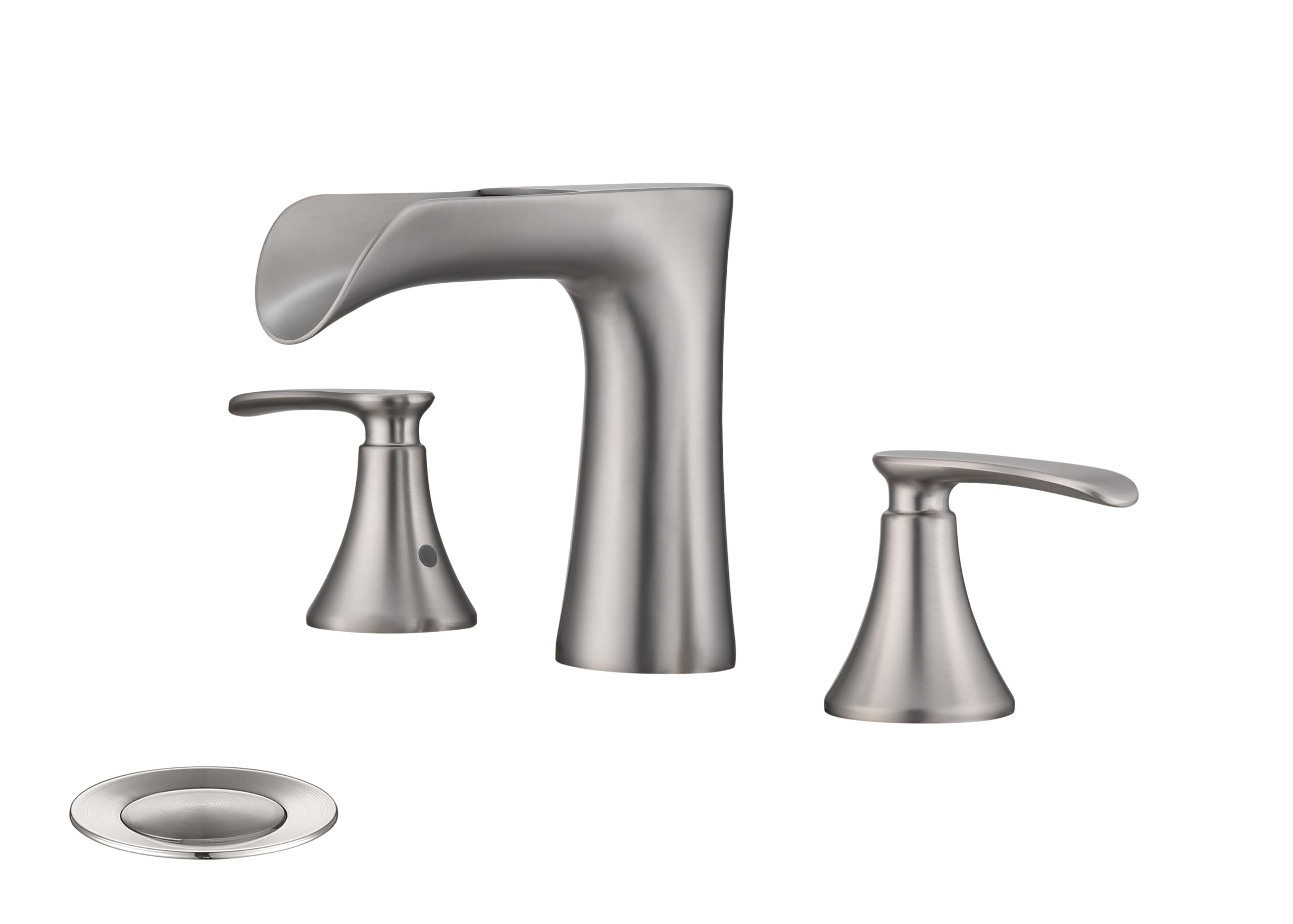 Sxithgkdw Brushed Nickel Two Handles Waterfall Bathroom Faucet 8 Inch, Widespread Bathroom Faucet,Waterfall Faucet