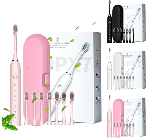 Cepillo de dientes eléctrico para adultos, cepillo de dientes eléctrico con 8 cabezales de cepillo y caja de cepillo de dientes, 6 modos de