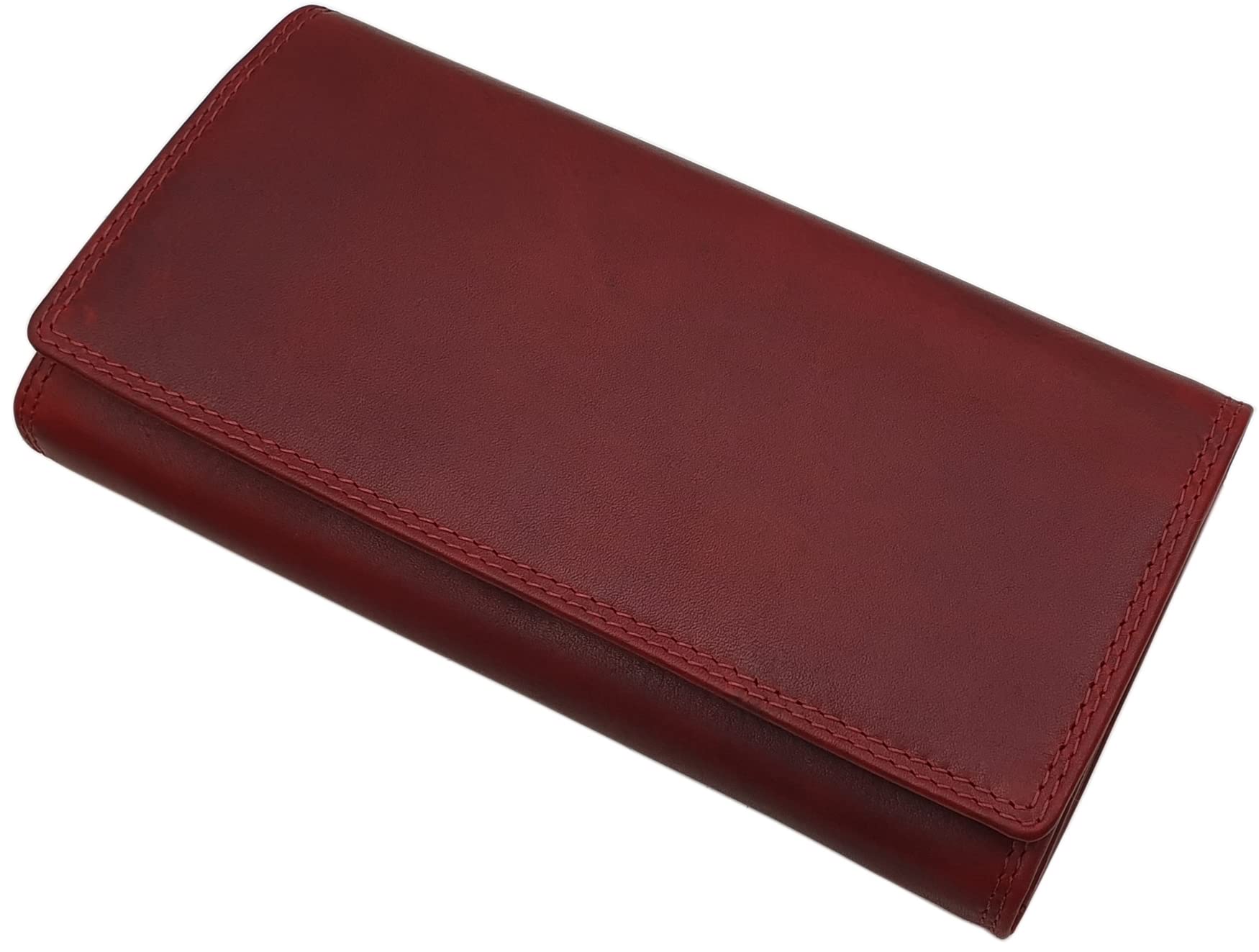 Cartera grande de piel de vacuno para mujer, con diseño de mariposa o sin motivo con protección RFID y NFC, Sin Motivo Cereza, talla única, Moderno