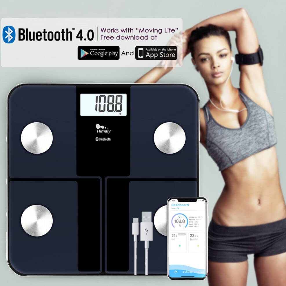 Miniatura 8 de himaly Báscula de grasa corporal recargable inteligente, báscula digital de baño Bluetooth para un IMC preciso y monitor de composición de masa