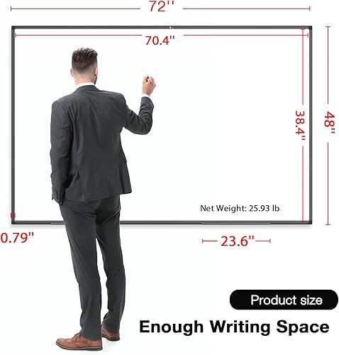 Miniatura 7 de TOWON Black Border - Pizarra magnética de borrado en seco, 72 x 48 pulgadas, pizarra blanca con marco de aluminio para pared, tablero de borrado en