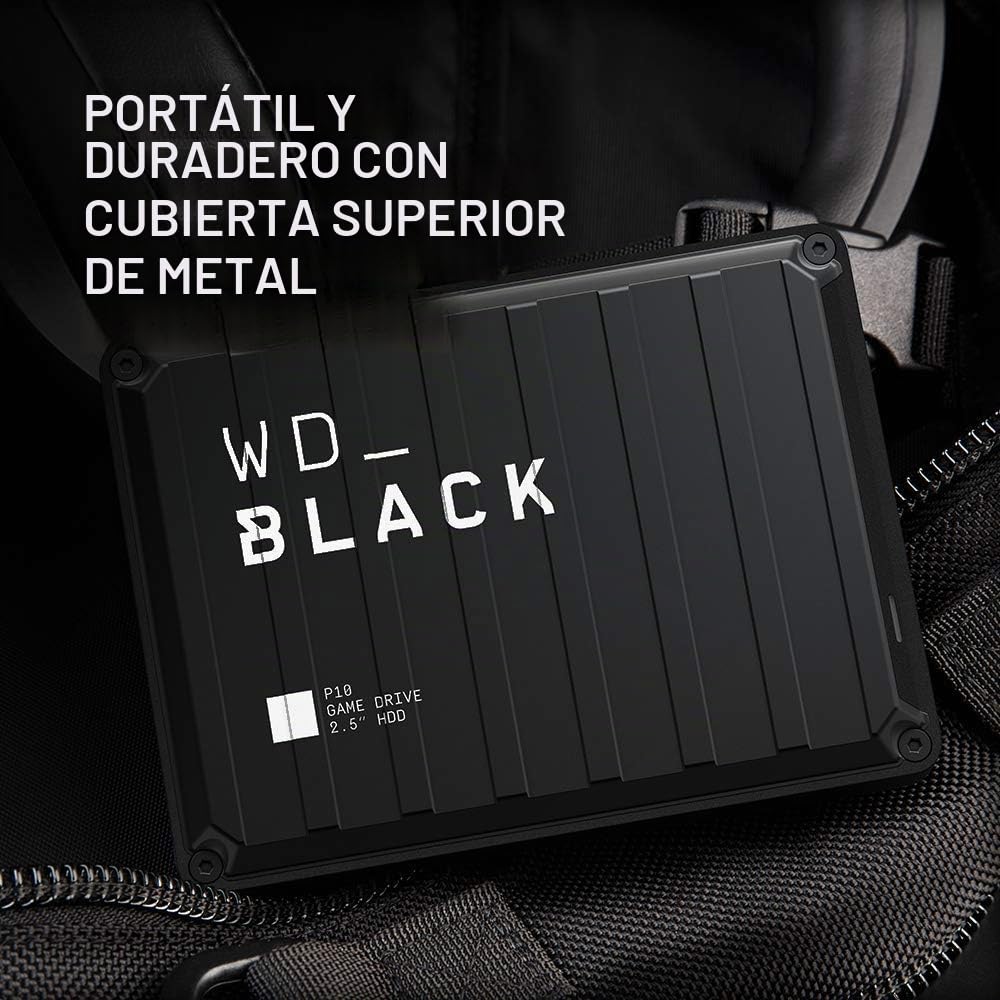 WD_BLACK P10 2TB Game Drive HDD portátil, USB 3.2 Gen 1, hasta 130 MB/s, Type-A compatible con Playstation, Xbox, PC y Mac