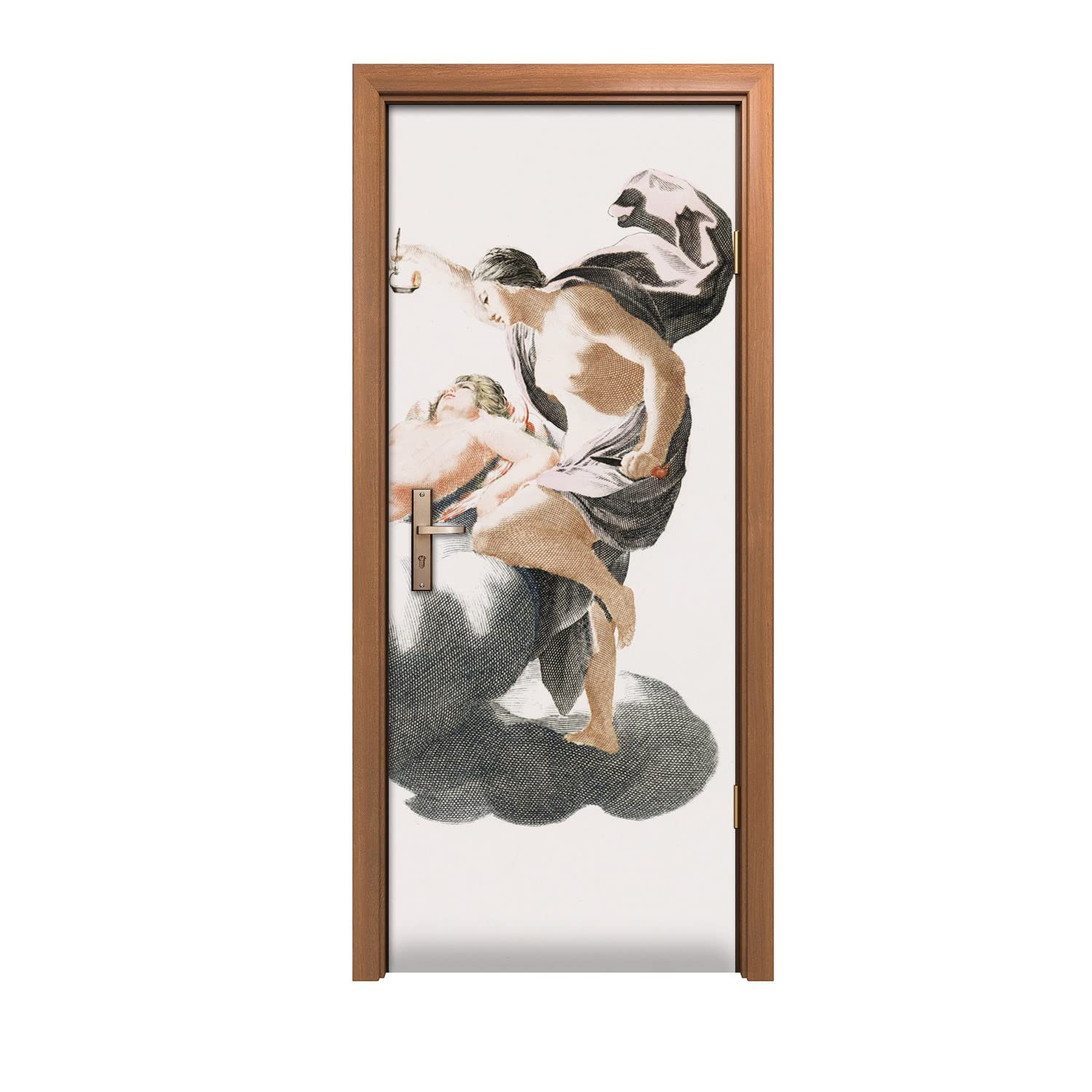 Autocollant de porte mural 80x200cm décoration revêtement adhésif trompe l'œil nuage