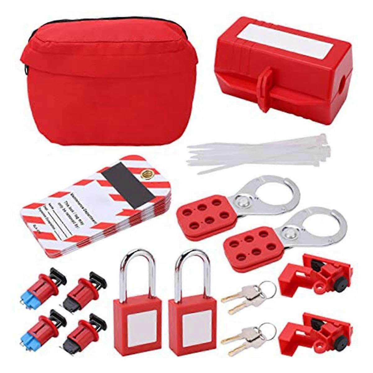 Joyhappst Image Color Electrical Circuit Breaker Lockout Tagout Kit,Safty Padlock Set Plug Lock Out Tag Station Hasps For