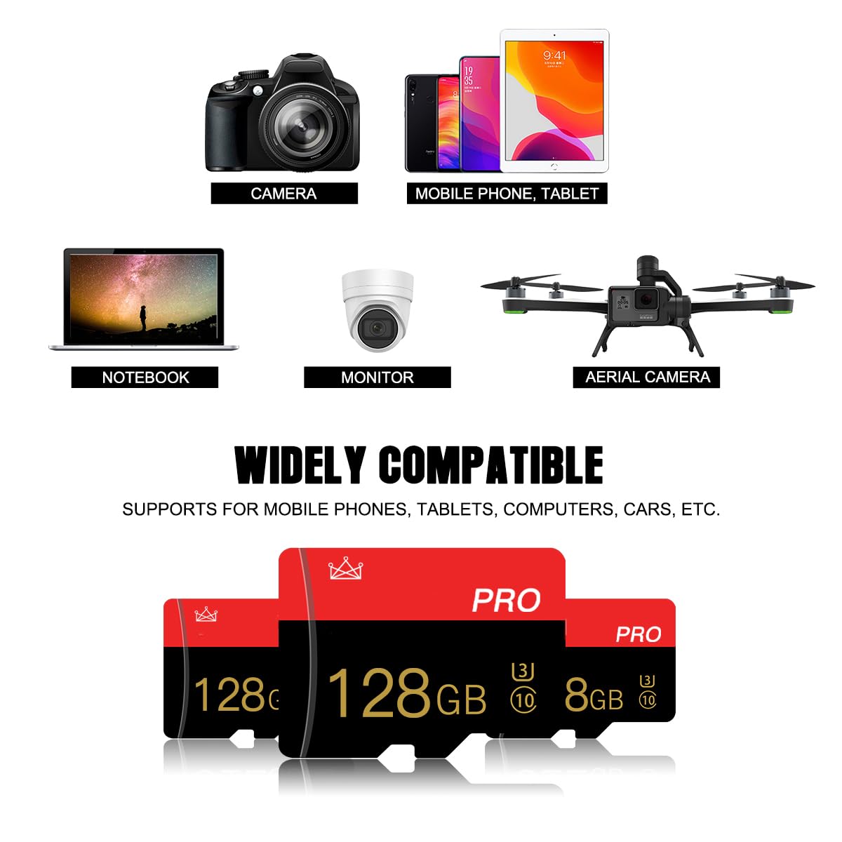 2 Pack 256GB Micro Memory Card Class 10 TF Card with Adapter High Speed Memory Card for Tablet, Camera, Drone — view 4