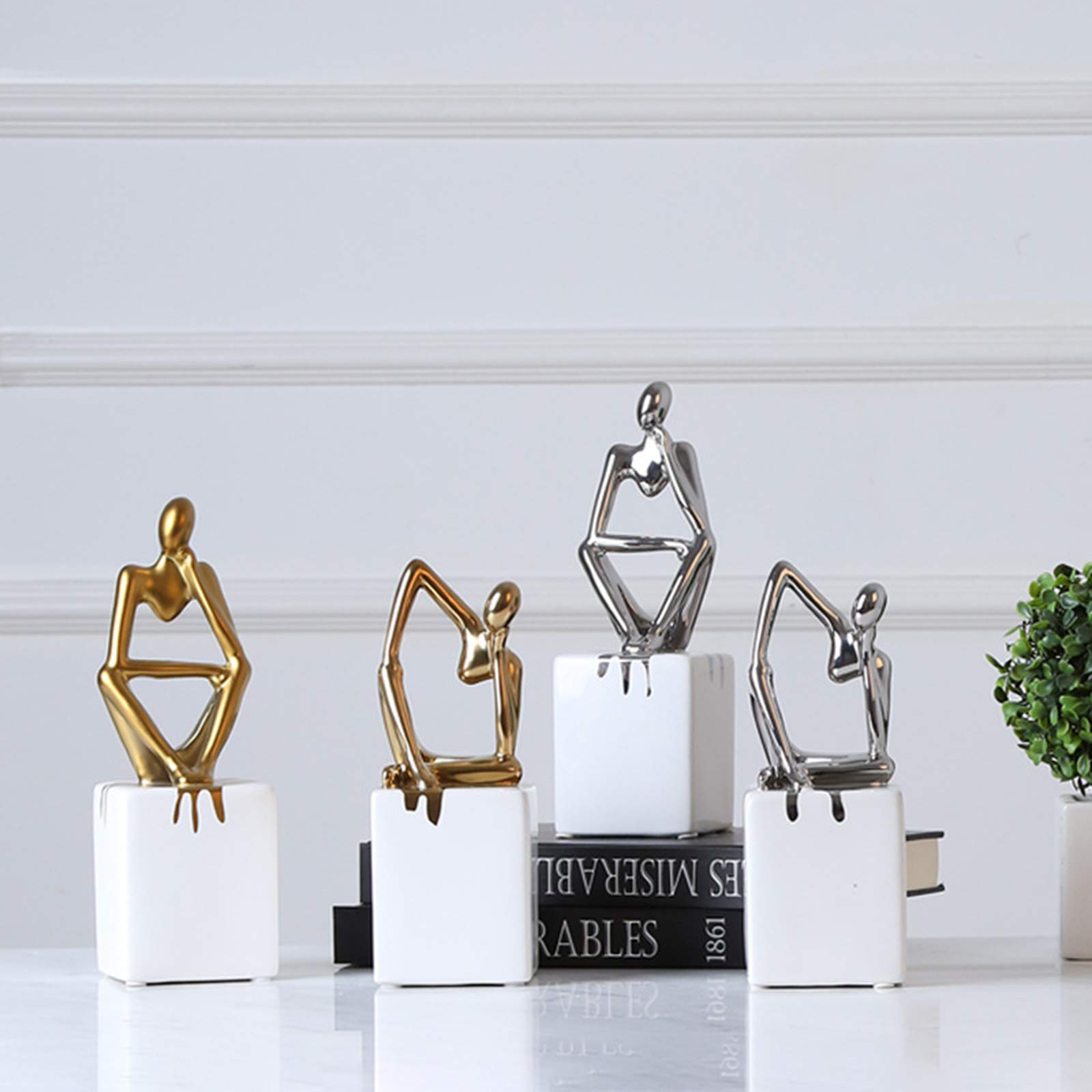 Ozdoby, ozdoby do salonu, figura myśliciela, ręcznie robiona abstrakcyjna ceramiczna rzeźba myśliciela, siedząca figura, ozdoby dekoracyjne, nowoczesna sztuka f
