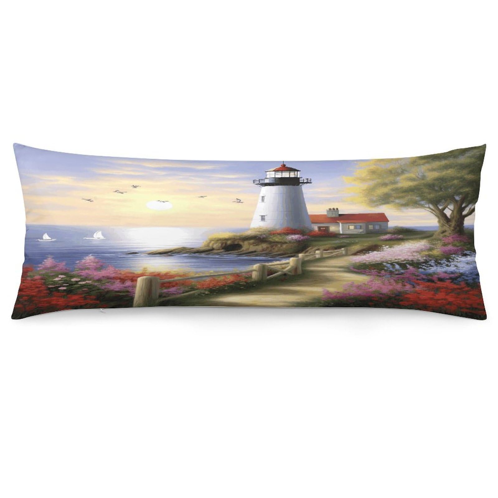 Lighthouse Diamond Painting Throw Pillow Cover Soft Lumbar Pillow Covers with Zipper Breathable Rectangular Cushion Case Polyester Pillow Case Decorative Body Pillow Cover for Couch Bed