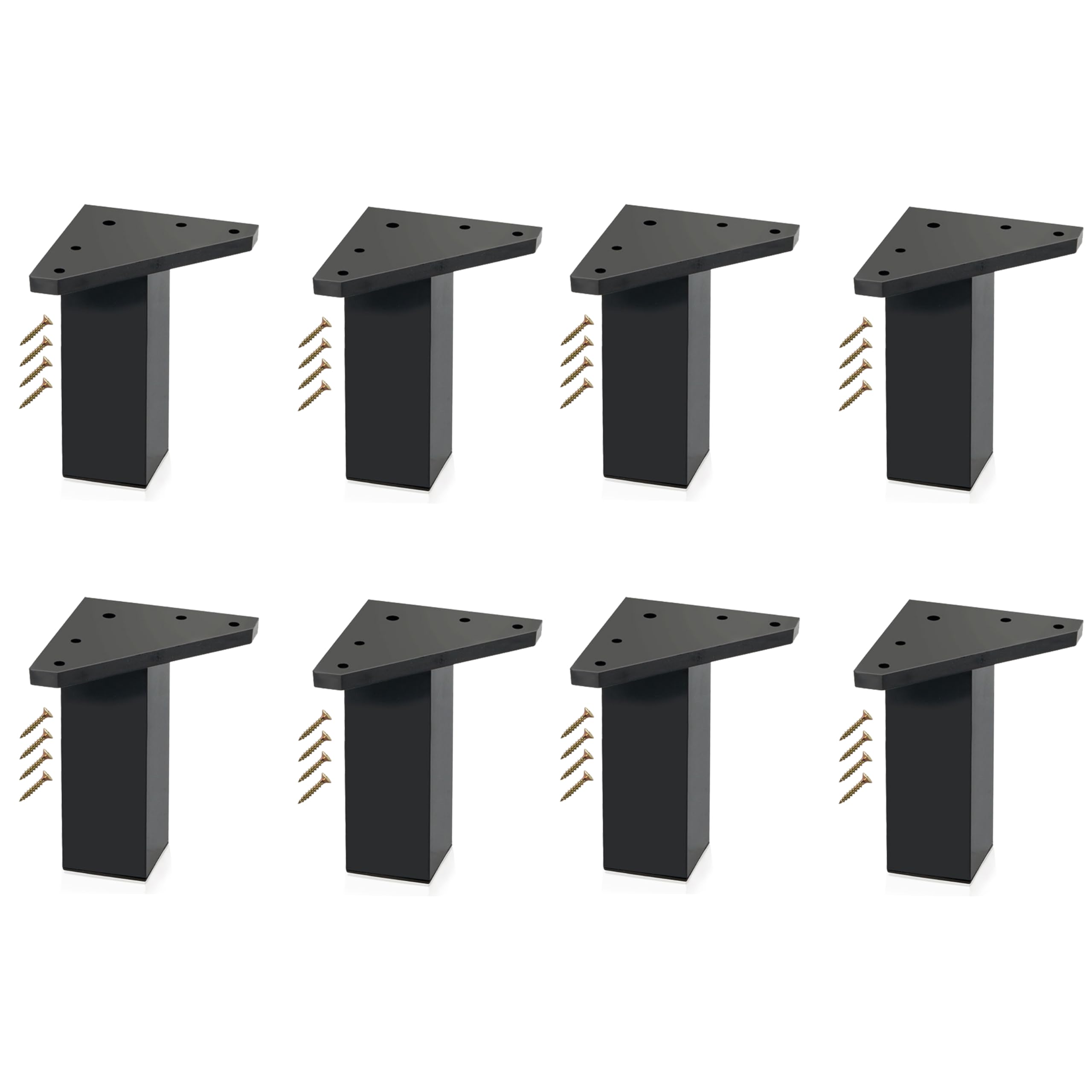 Kukicu ✮ Furniture Legs ✮ Set of 4 Legs, Screws Included, Black Colour, Height: 4 inches/10 cm