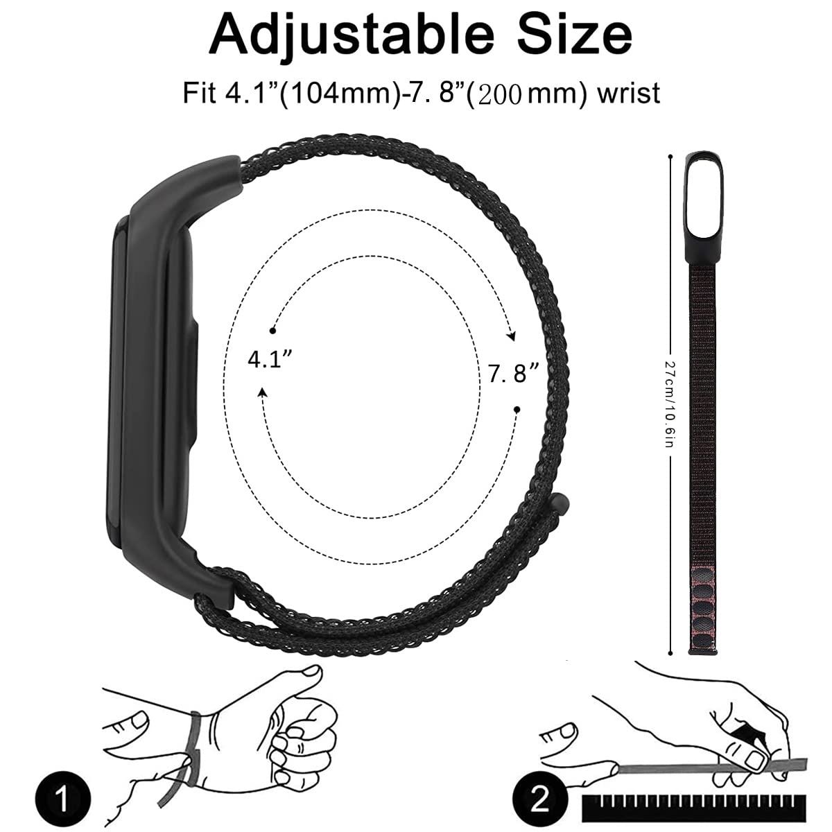 Keecuty Nylon Strap for Xiaomi Mi Band 6/5/4/3 & Amazfit Band 5 Adjustable Nylon Replacement Strap Compatible XiaomiMi Band 6/5/4/3 & Amazfit Band 5 for Women Men (Blue Green) - Image 3