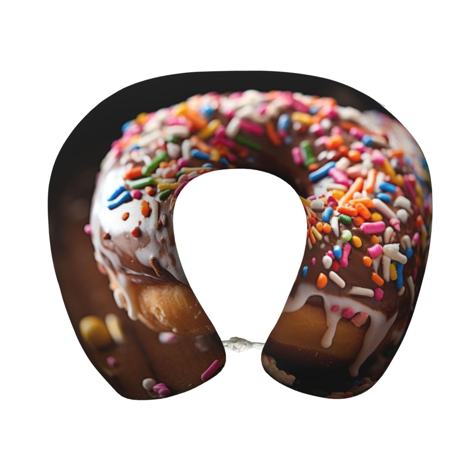 peiyeety Doughnut Print Custom U-Shaped Pillow,Memory Foam Cervical Neck Travel Pillow,for Home,Camping,Travelling