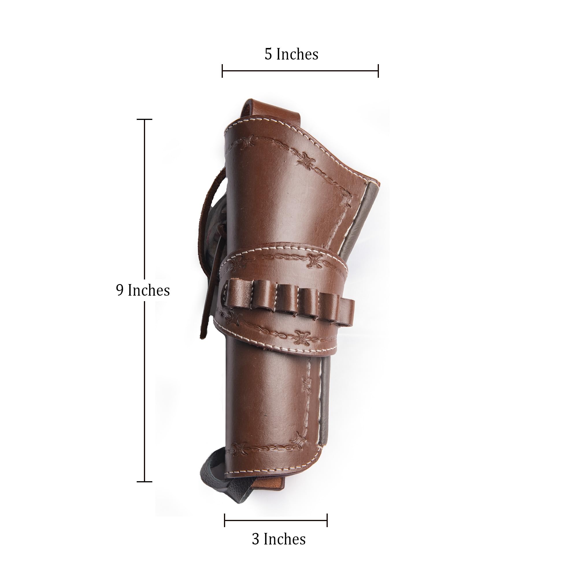 Holster de Cowboy en Cuir Hulara avec Boucles pour munitions .45 Auto, .45 ACP et .44 Cal. Holster Occidental Compatible avec Les Ceintures de Pistolet occidentales de 4" à 8" pour Revolver 45.