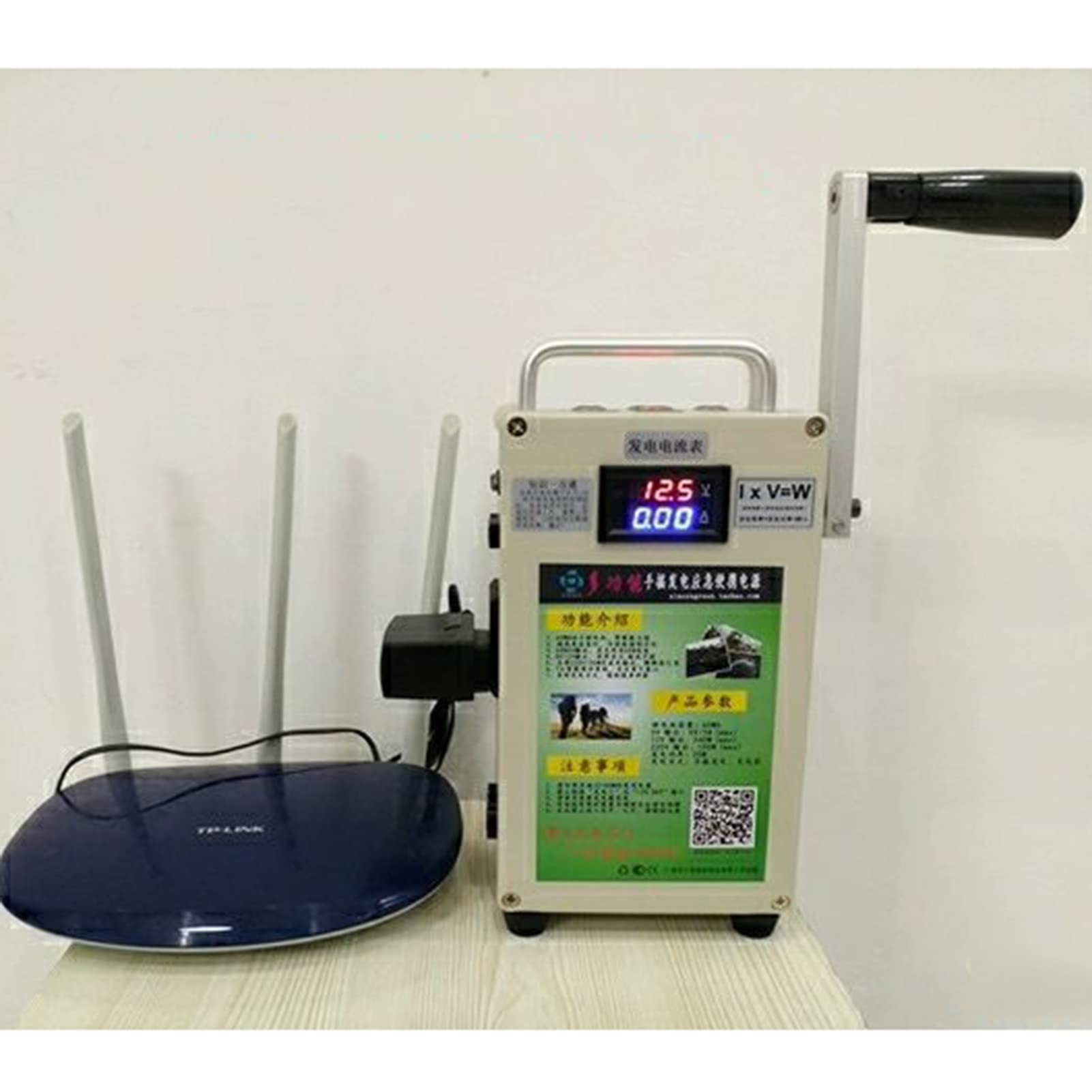 Przenośny ręczny generator korbowy o pojemności 65 WH/15000 mAh, skorygowana fala dodatnia 150 W, światło LED i mobilne zasilanie awaryjne, idealny do podróży służbowych