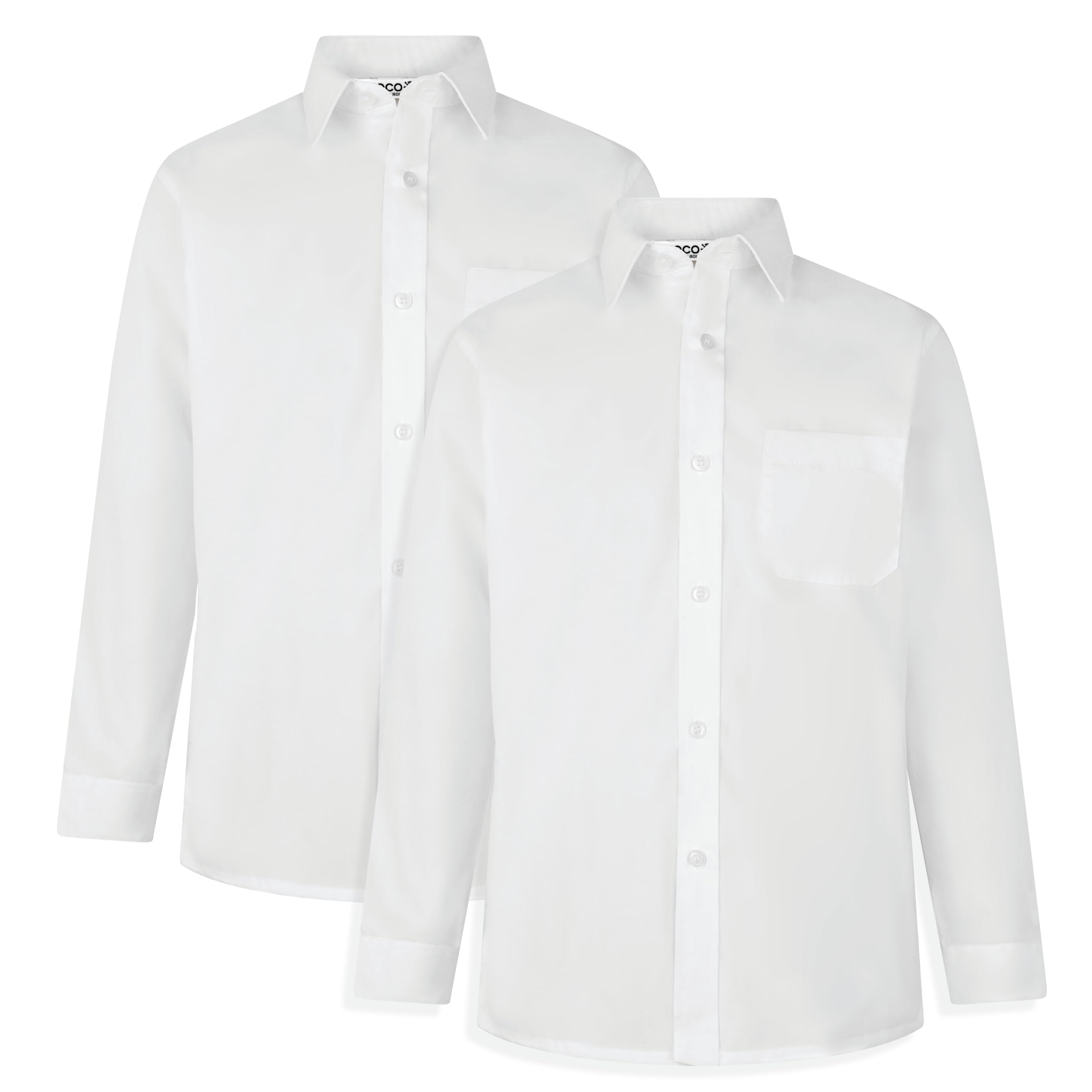 Zeco ZECO Camisas escolares de manga larga para niños, no necesitan planchado (paquete de 2), blanco, 14 Años
