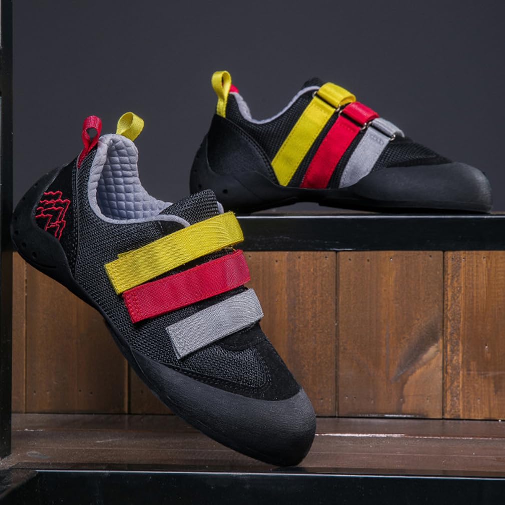 Scarpe da Arrampicata da Uomo Scarpette da Boulder Antiscivolo Traspiranti Chiusura Autoadesiva Smorzamento per L'Arrampicata Sportiva