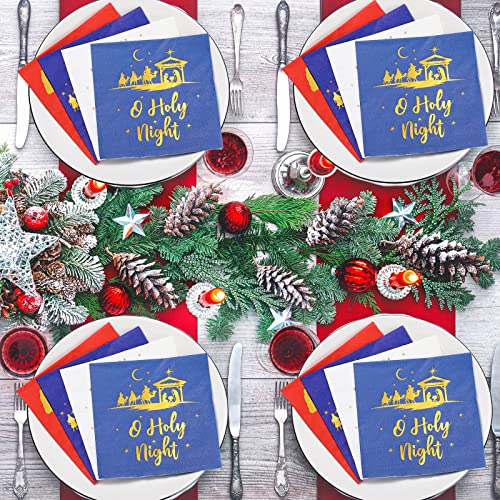 100 Pcs Christmas Nativity Scene Napkins Jesus Holy Night Paper Napkins Gold Foiled Religious Napkins Happy Birthday Jesus Guest Dinner Napkins For Xmas Holiday Party Decorations #TOP6