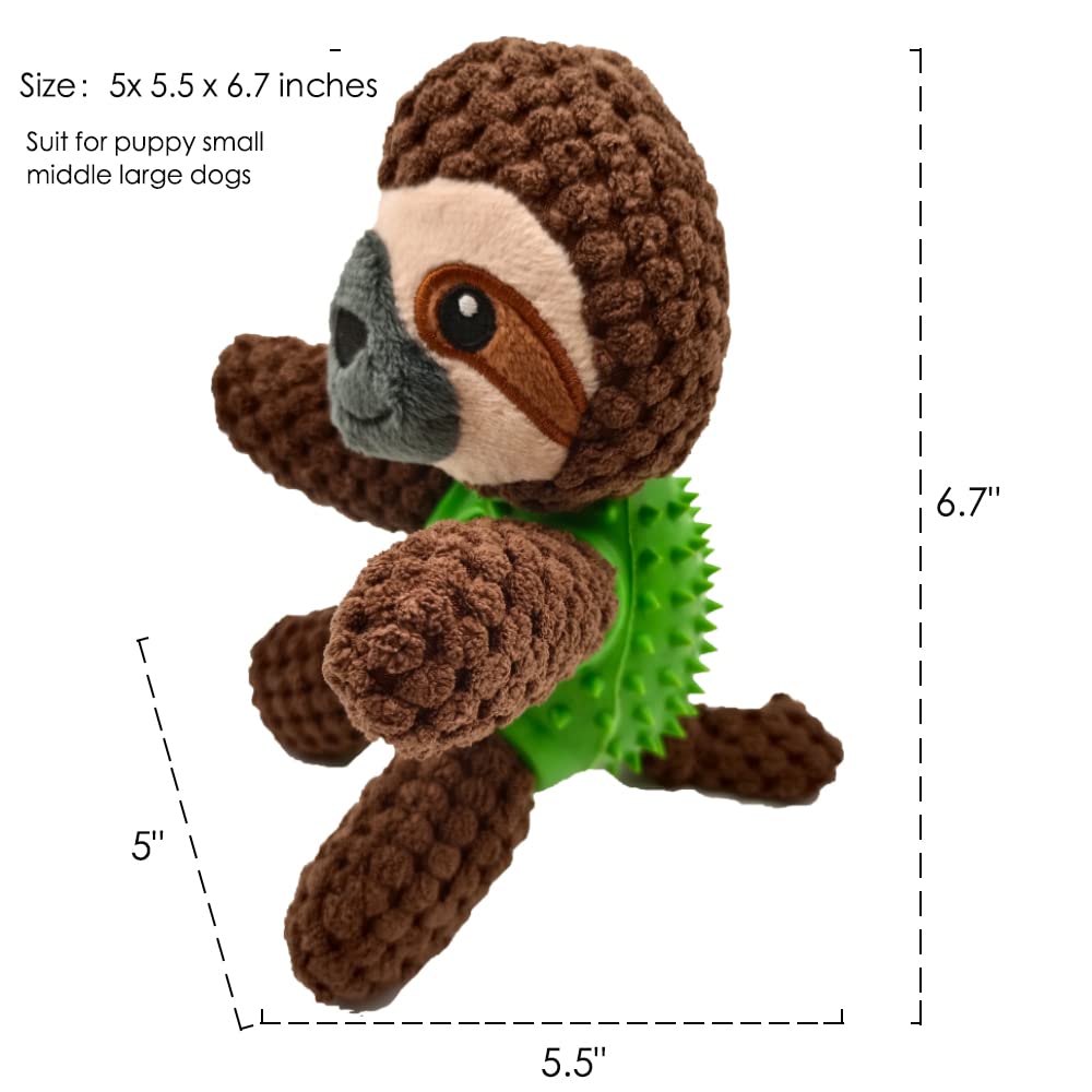 Faultier Quietschspielzeug Für Hunde – Mit Knisterpapier & Quietscher, Naturkautschuk, Für Welpen & Kleine Hunde
