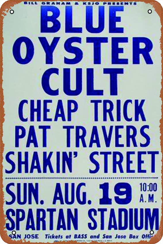 Blue Oyster Cult Funny Metal Novelty Tin Sign Metal Retro Wall Decor for Home,Street,Bars,Restaurants,Cafes,Store Sign Gift 12 X 8 INCH Metal Sign